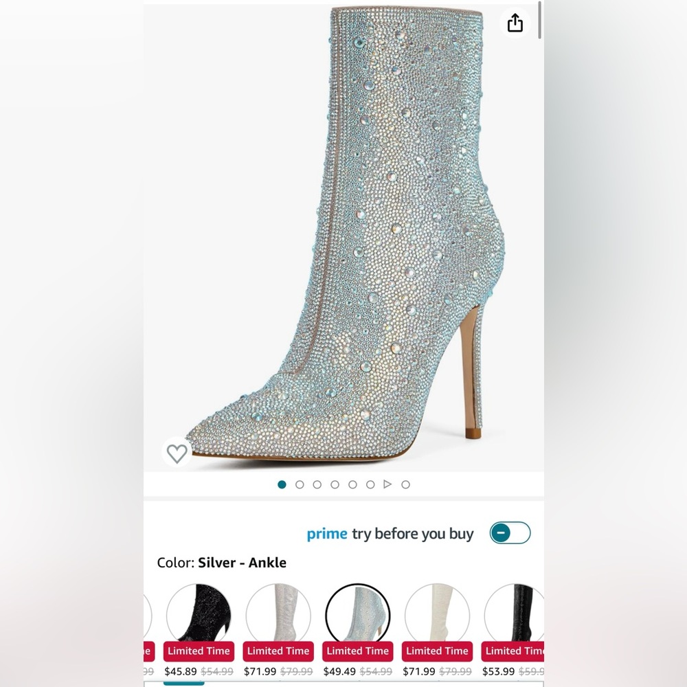 NIB OURPIANO Silver Ankle Boot, Size 10
